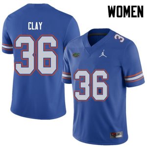 Women's Florida Gators #36 Robert Clay NCAA Jordan Brand Royal Authentic Stitched College Football Jersey IMS7362KL